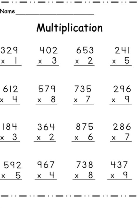 3 digit by 1 digit multiplication|3 by 1 multiplication worksheet.